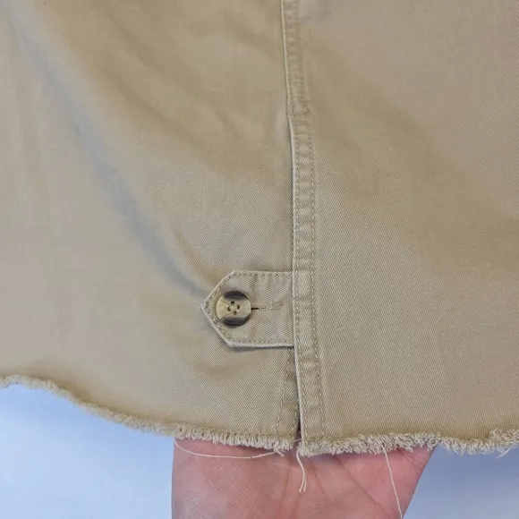 Vintage Old Navy Skirt Womens 14 Khaki Low Ries Y2K Straight Classic Cut Off Hem