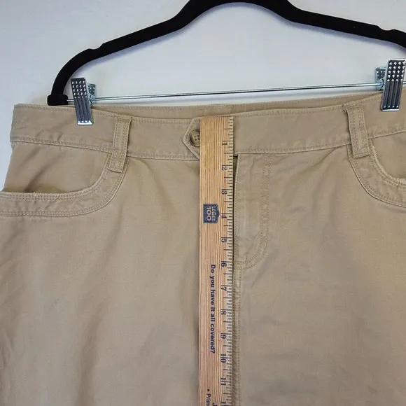 Vintage Old Navy Skirt Womens 14 Khaki Low Ries Y2K Straight Classic Cut Off Hem