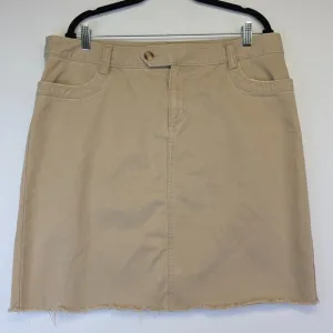 Vintage Old Navy Skirt Womens 14 Khaki Low Ries Y2K Straight Classic Cut Off Hem