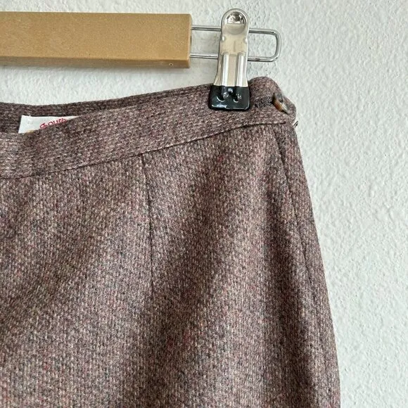 Vintage Southwick Skirt 10 Brown Wool Tweed Midi Straight Lined Classic