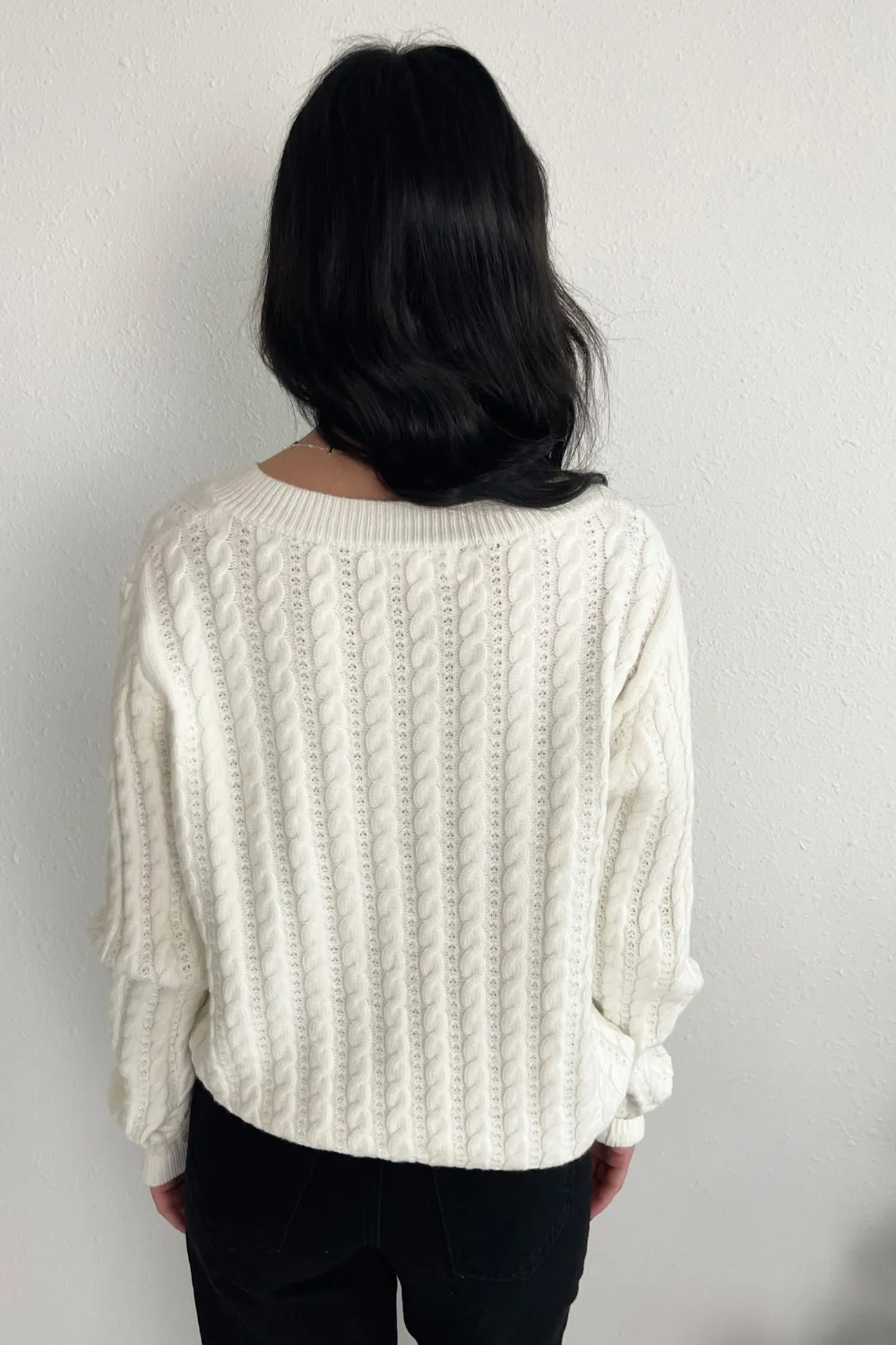 Vintage V-Neck Cable Knit Sweater