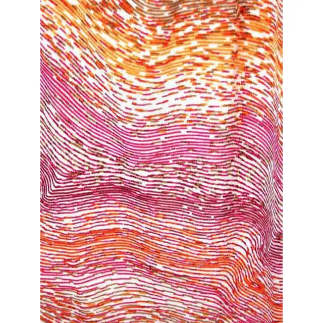 Vintage Wrap Skirt Pink & Orange Printed  Silk Knit  J. Tiktiner 1970S Small
