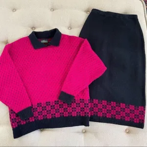 Vintage 80s Boundary Waters Sweater Skirt Set M