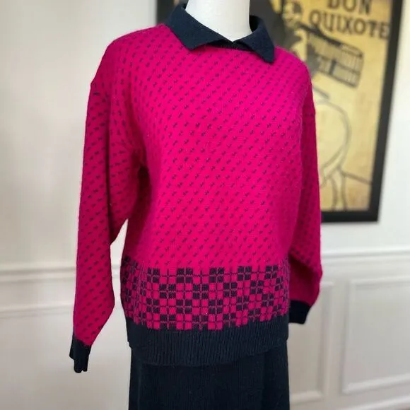 Vintage 80s Boundary Waters Sweater Skirt Set M