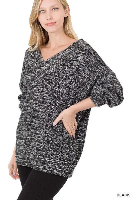 Vneck sweater-BLACK