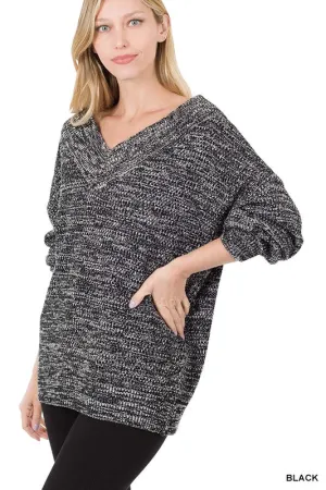 Vneck sweater-BLACK