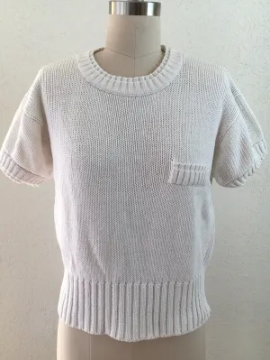 White Cotton Short Sleeve Sweater