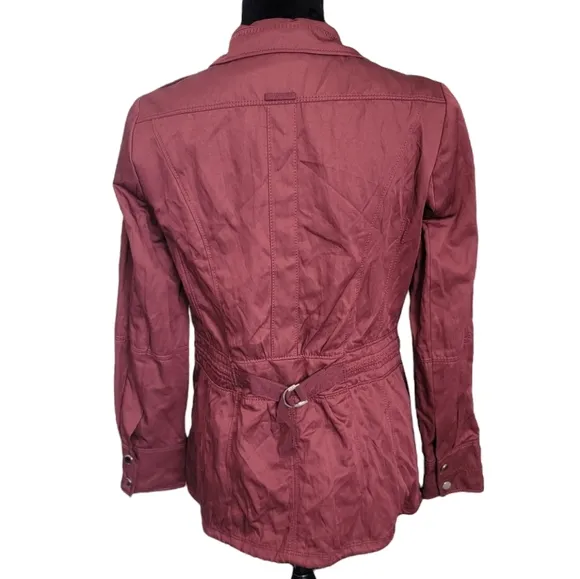 White House Black Market Burgundy Utility Jacket Size 4