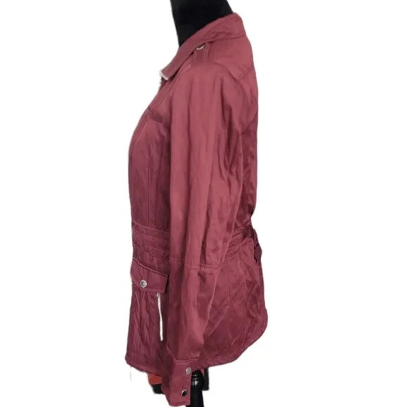 White House Black Market Burgundy Utility Jacket Size 4