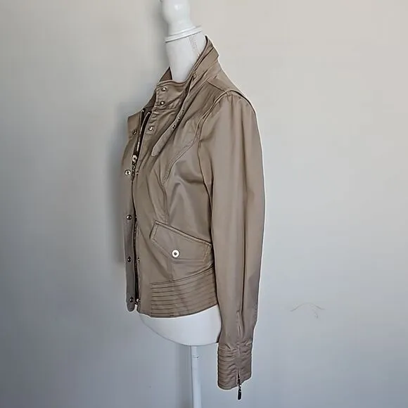 White House Black Market Tan Utility Jacket Versatile Design Women’s Size 10