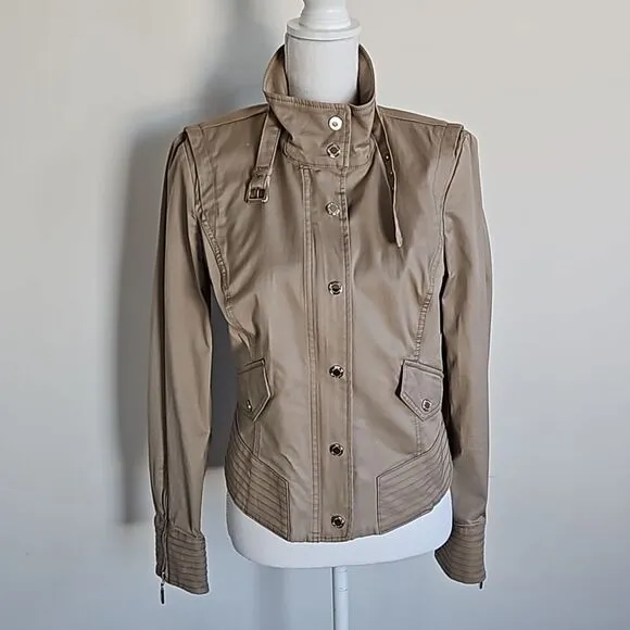 White House Black Market Tan Utility Jacket Versatile Design Women’s Size 10