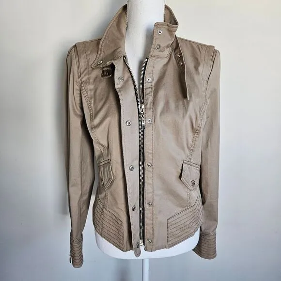 White House Black Market Tan Utility Jacket Versatile Design Women’s Size 10
