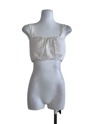 White Plain Sleeveless Crop Top