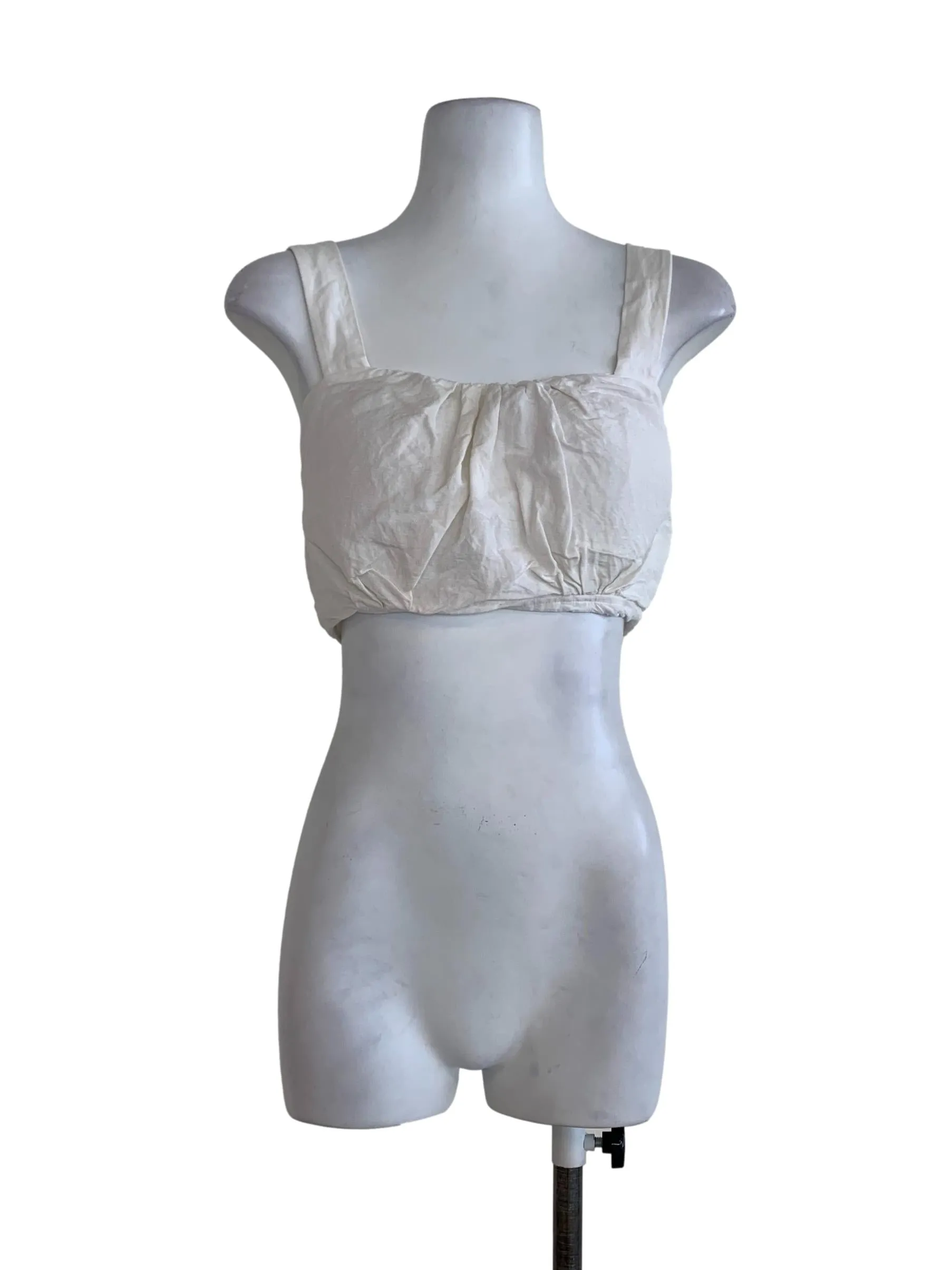 White Plain Sleeveless Crop Top