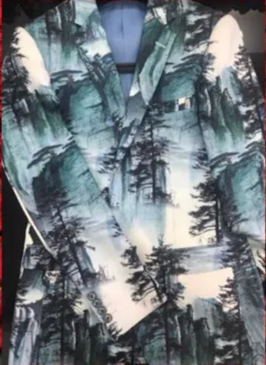 White with Green Grey Forest Floral Print Pant