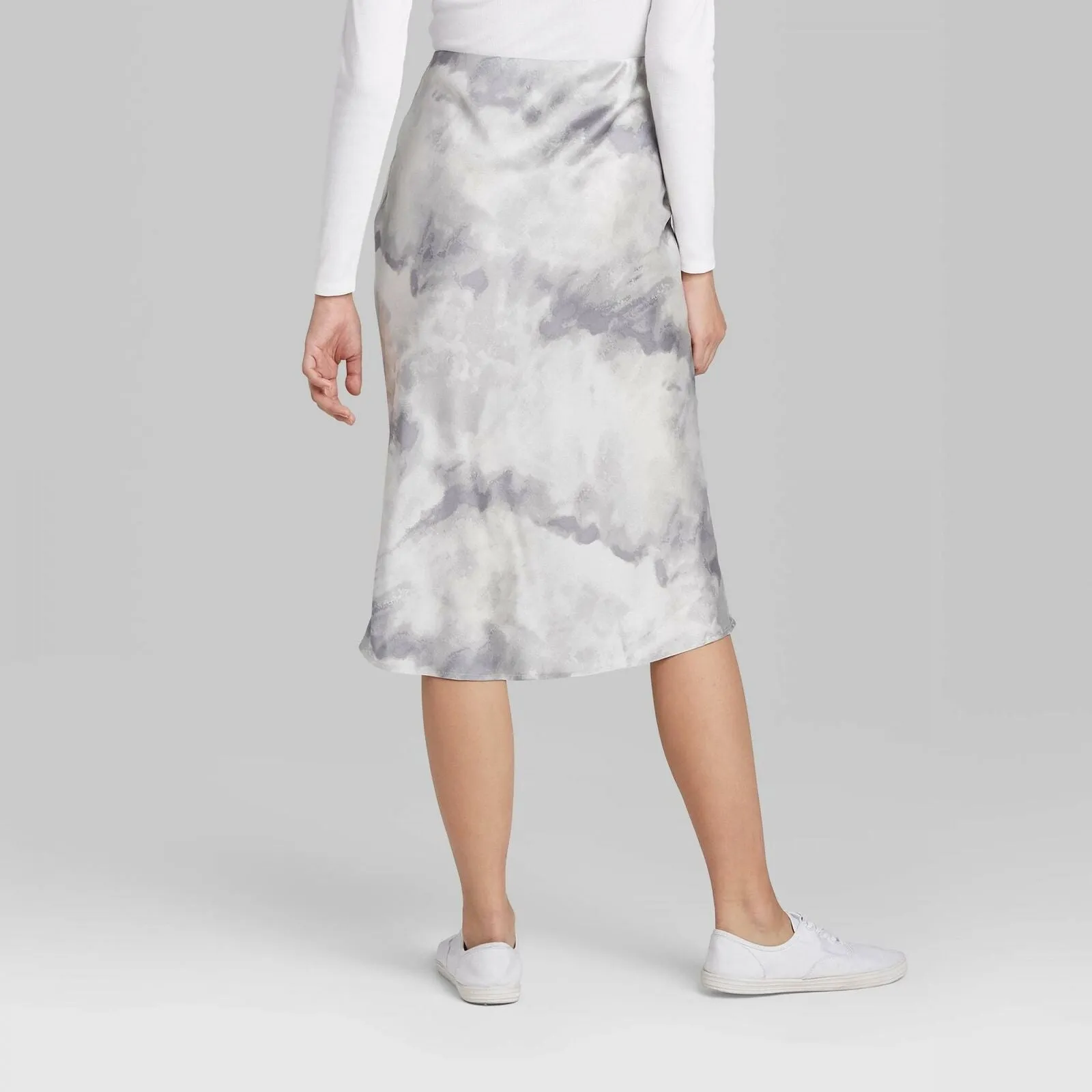 Wild Fable Women's Satin Bias Cut Tie-Dye Midi Skirt