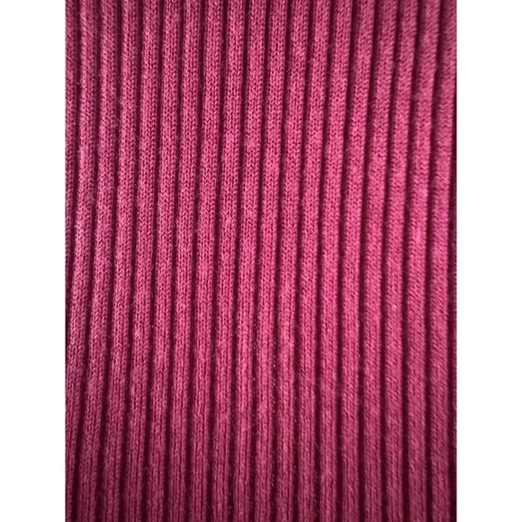 Womens Calvin Klein sweater V Neck Rib-Knit fine Merino Wool dark pink size XL