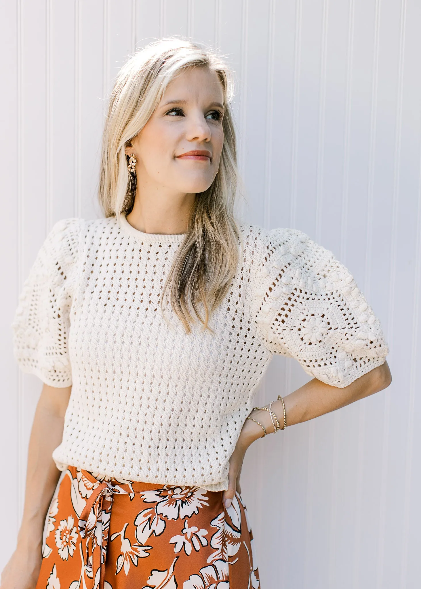 XZ Cream Crochet Sweater