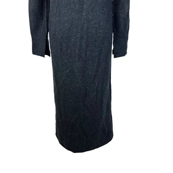 Zara Knit Long Cardigan Sweater Zip Front V Neck Black L