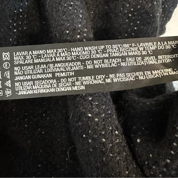Zara Knit Long Cardigan Sweater Zip Front V Neck Black L