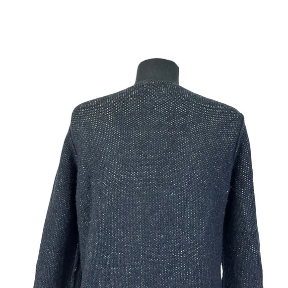Zara Knit Long Cardigan Sweater Zip Front V Neck Black L