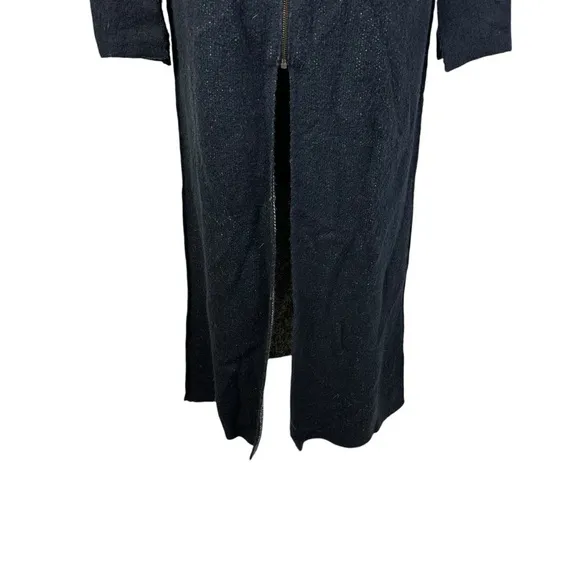 Zara Knit Long Cardigan Sweater Zip Front V Neck Black L
