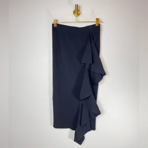 ZARA NWT Knit Ribbed Straight Ruffle Bodycon Skirt Size M