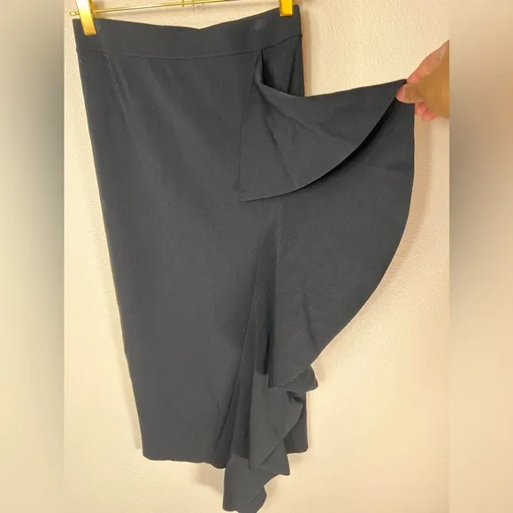ZARA NWT Knit Ribbed Straight Ruffle Bodycon Skirt Size M