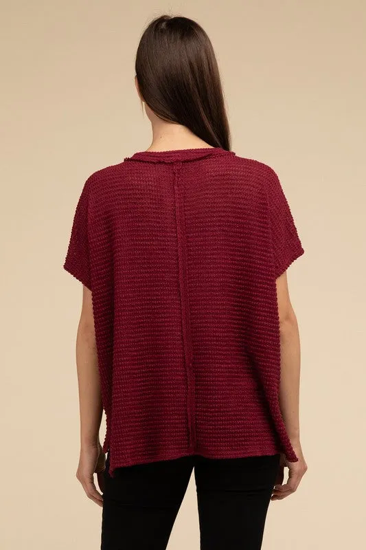 ZENANA Dolman Short Sleeve Jacquard Sweater