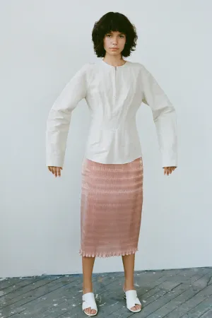 Zip Front Top With Boning - Natural