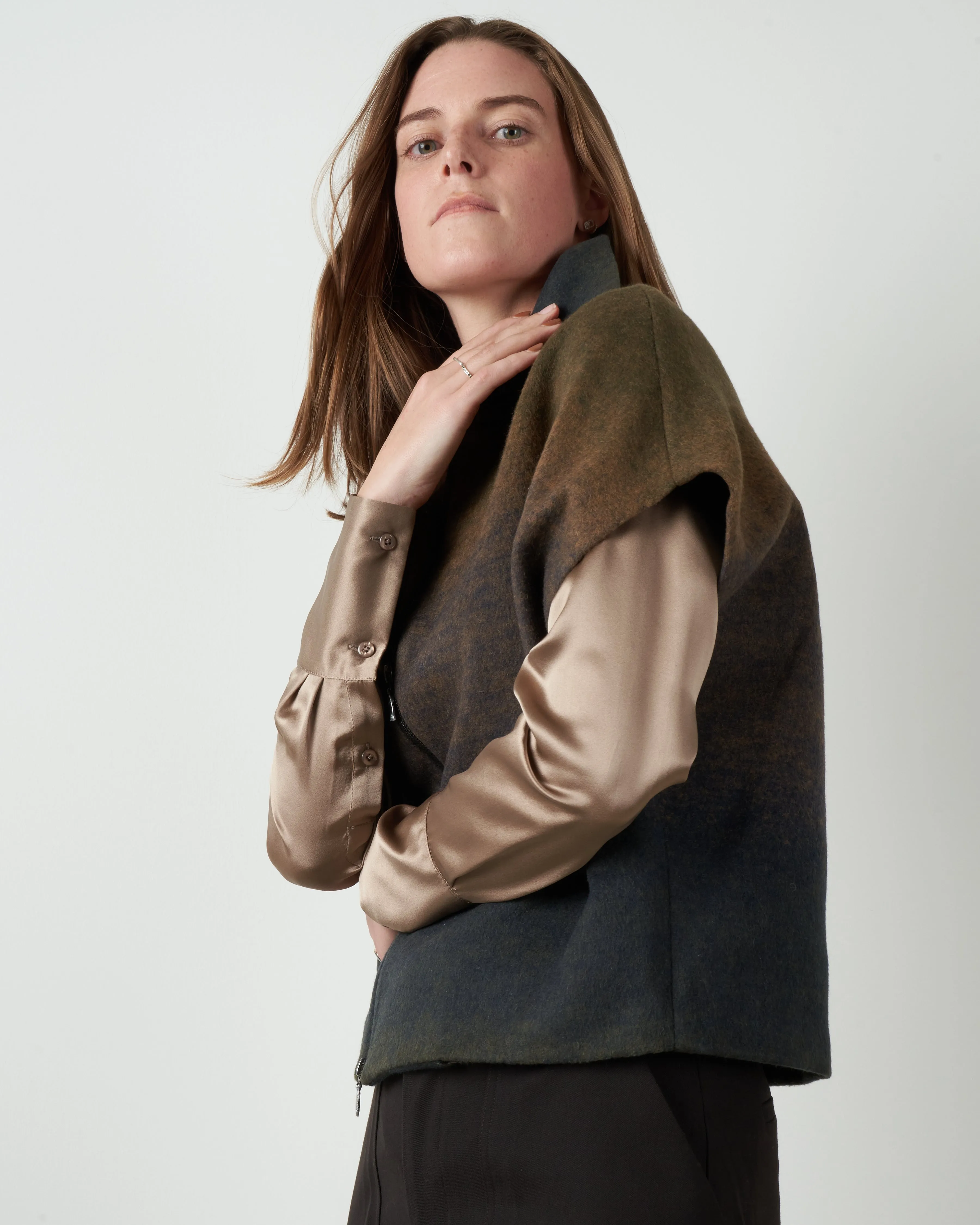 zip mock cardigan - ombre