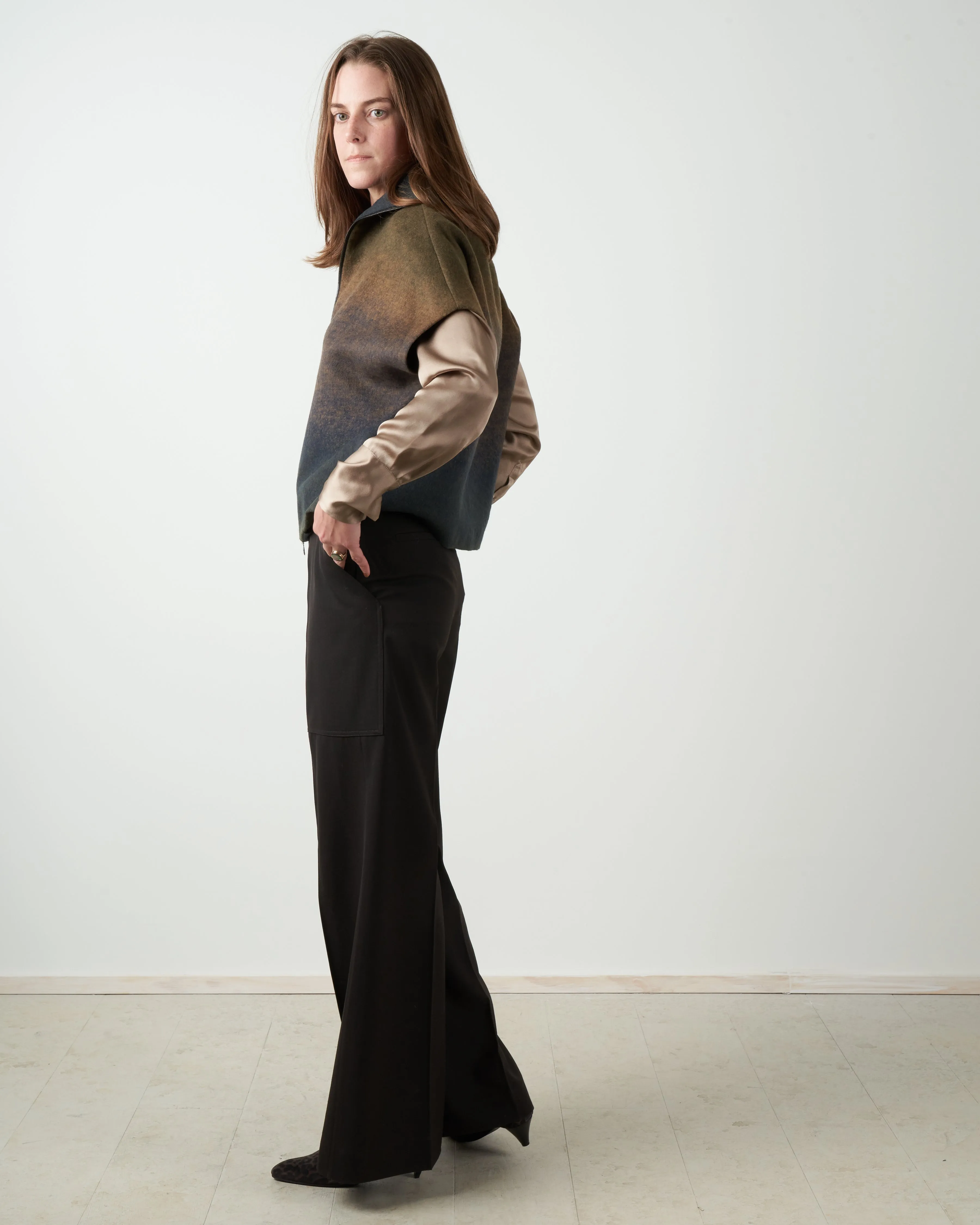 zip mock cardigan - ombre