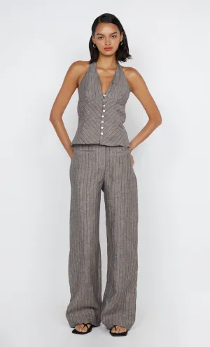 ZURI HALTER TOP - TAUPEE/IVORY STRIPE
